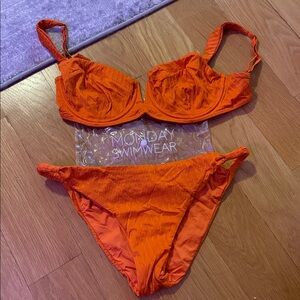 Monday Swimwear Clovelly Top & Bottom Persimmon Jacquard